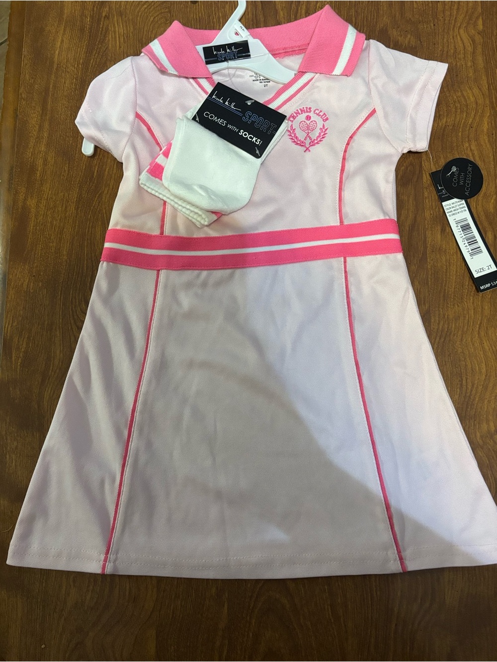 Girls 2t Nicole Miller sport polo dress with matching. Crew socks NWT